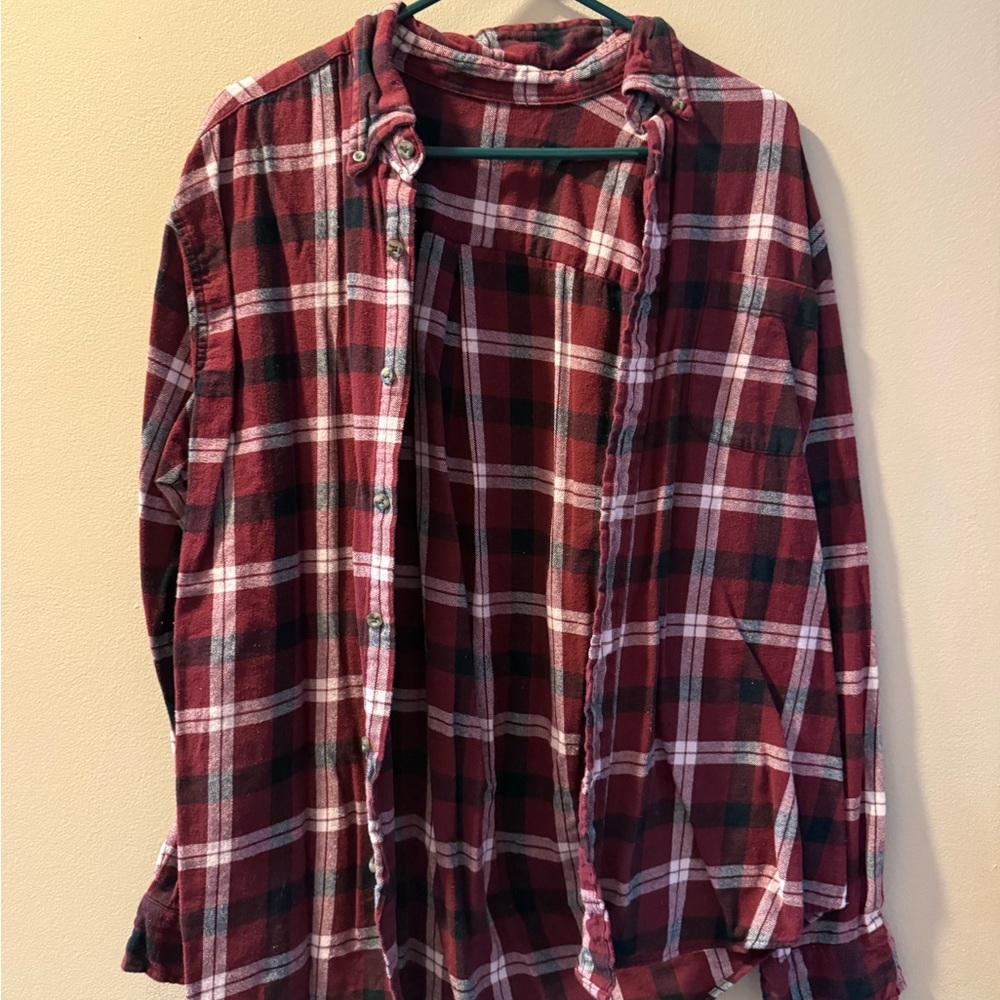 Casual Red and Black Plaid Shirt